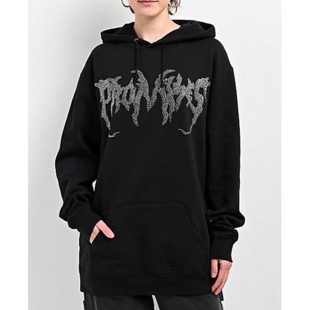 Graveyard‎ Horn Broken Promises rhinestone hoodie size s